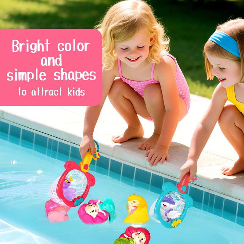 Hely Cancy No Hole Bath Toys for Kids Ages 1-3, 8 Pcs Girl Bath Toys with Storage and Net, Sealed & Squeezable & Float on Water - Image 5